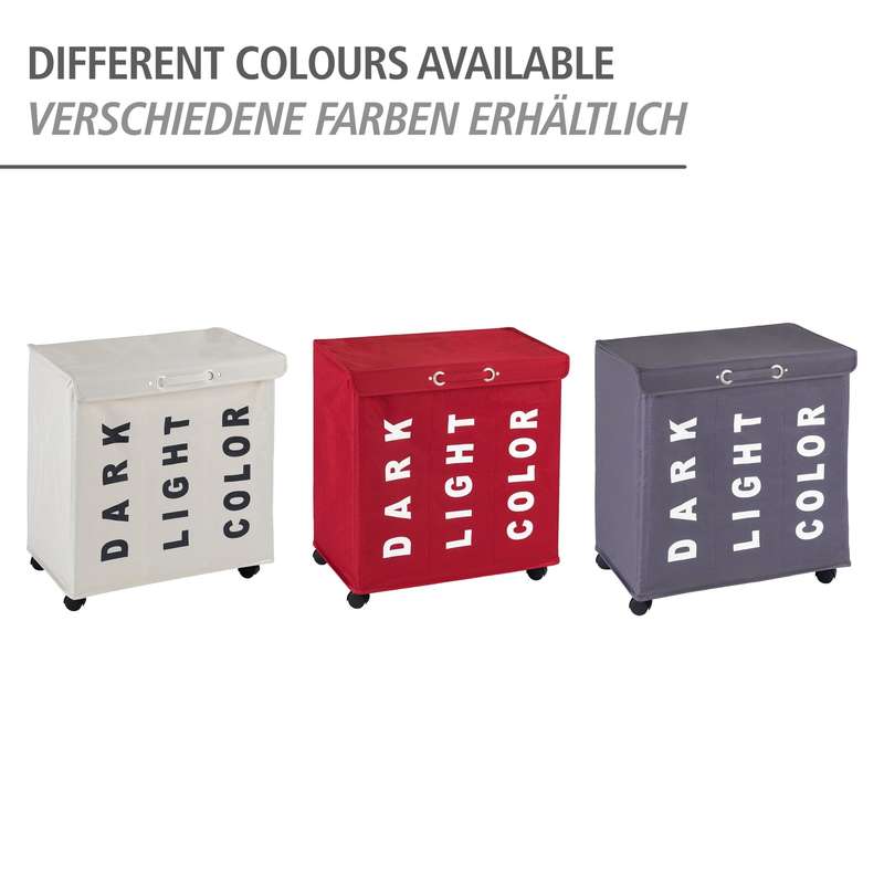 Laundry Basket 116 L 3 Compartment Trivo Beige