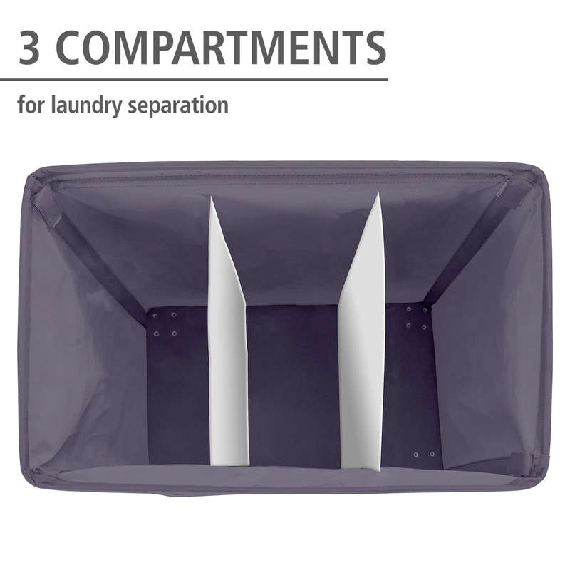 Laundry Basket 116 L 3 Compartment Trivo Grey