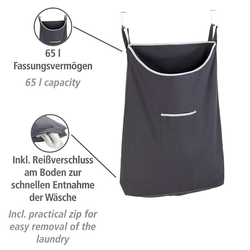 Wenko Over The Door Cloth Laundry Basket Canguro Range - Grey