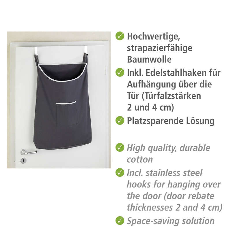 Wenko Over The Door Cloth Laundry Basket Canguro Range - Grey