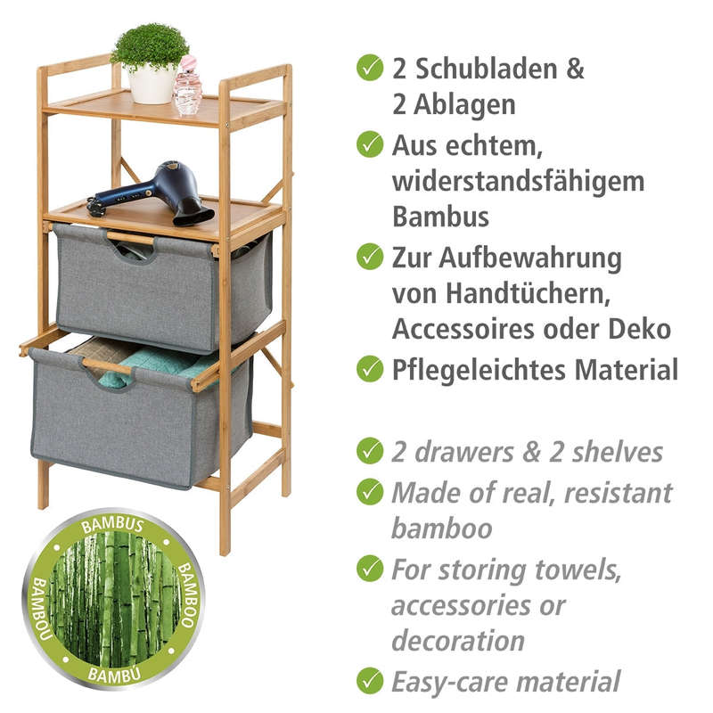 Shelf Unit With 2 Drawers Bahari Bamboo