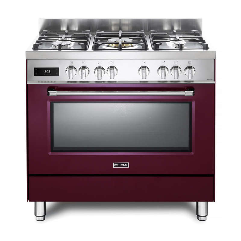 Elba Excellence 90 Cm 5 Burner Gas Cooker With Electric Oven Red