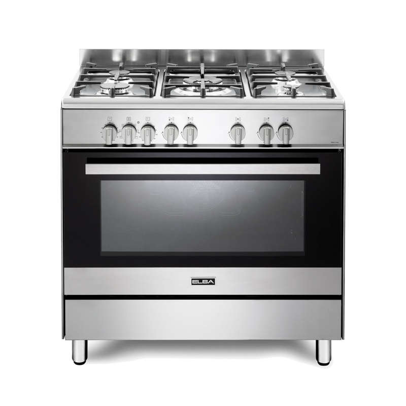 Elba Classic 90 Cm 5 Burner Gas Cooker With Electric Oven Stainless Steel