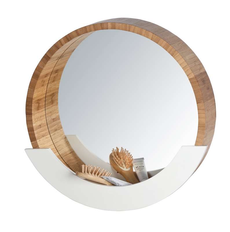Wall Mirror With Shelf Finja Bamboo