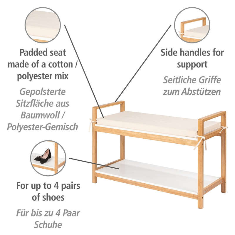 Shoe Bench With Cushion Finja Bamboo