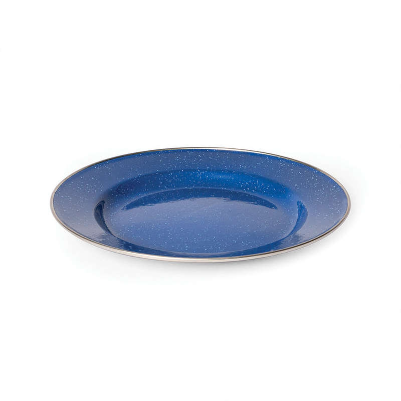 Campfire 26 Cm Flat Plate Blue W/ Stainless Steel Rim