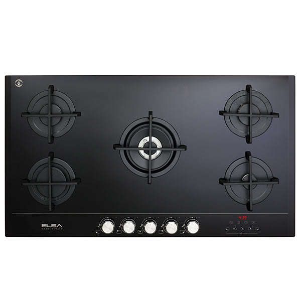 Elba Elio 90 Cm 5 Burner Glass On Glass Smart Hob