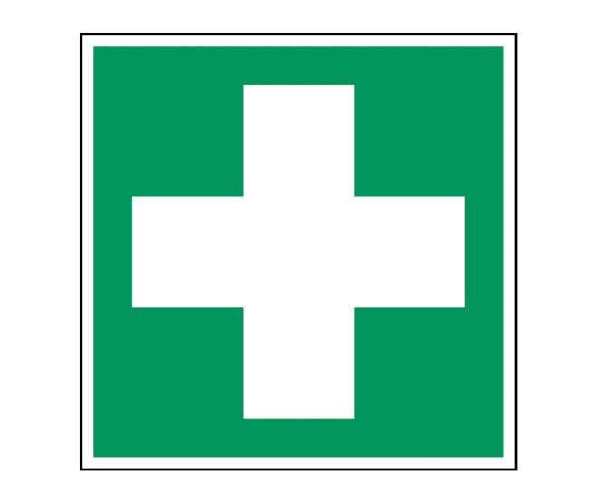 Polyster Fist Aid Sign Green/White H=200mm W=200mm 814597