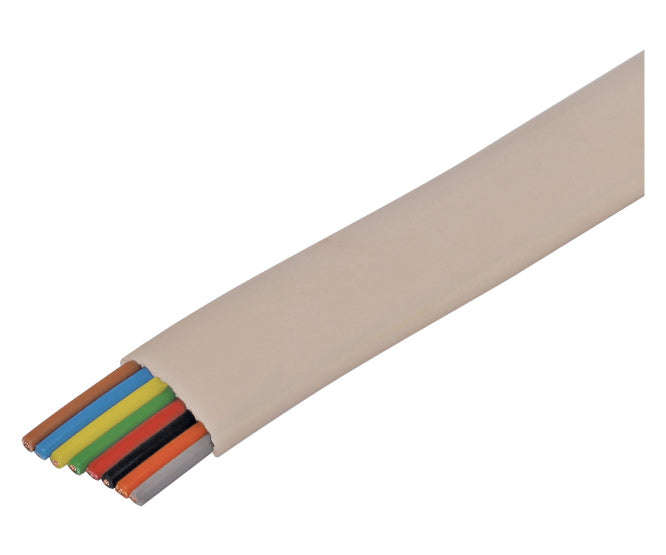 Flat Flex Telephone Cable 8 C Cream 100m Roll Awg26 8