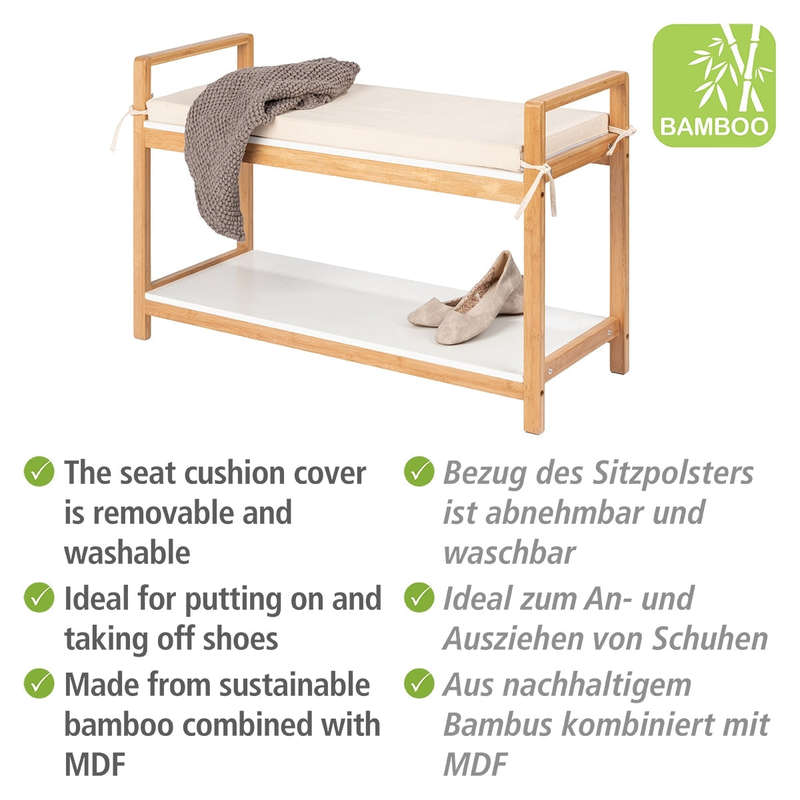 Shoe Bench With Cushion Finja Bamboo