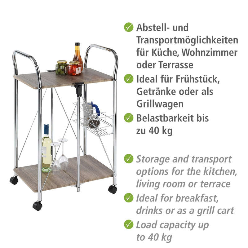 Serving Trolley Foldable Liky Range Wood Metal