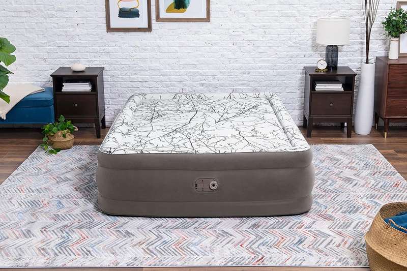 Bestway 2.03m X 1.52m X 46cm Tritech Airbed Queen Foam Top Built In Ac Pump
