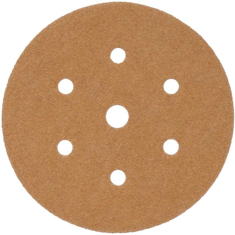 Gold Disc (50 Pieces) 60 Grit 150 Mm X 6+1 Holes Hook And Loop