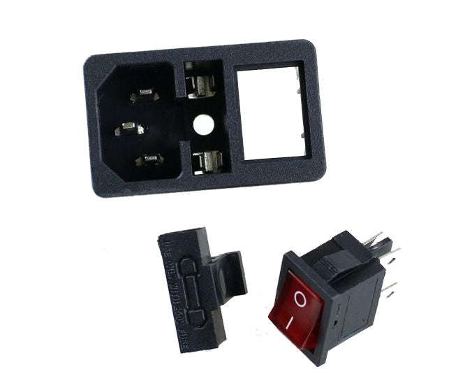 Panel Mount Iec Socket With Fuse Holder & Switch Dp Ac 01 Red