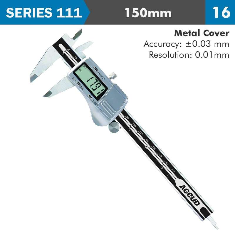Dig. Caliper 150 Mm 0.03 Mm Acc. Metal Cover S/Steel 0.01 Mm Res.