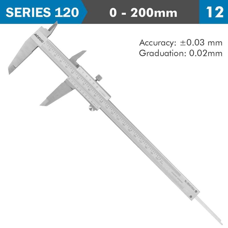 Vernier Caliper 200 Mm 0.03 Mm Acc. Din862 0.02 Mm Grad. S/Steel