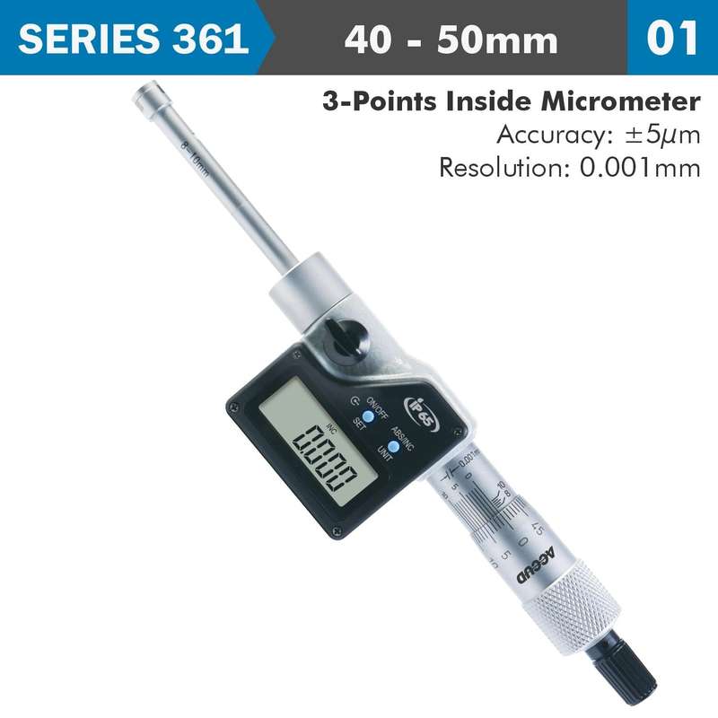 Dig. 3 Points Inside Micrometer 40 50 Mm 0.005 Mm Acc. 0.001 Mm Res.