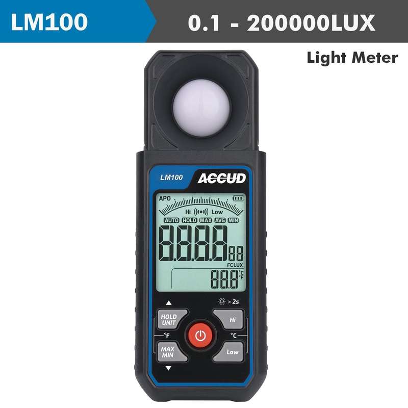 Light Meter 0.1 200000 Lux Range 6% Accur 400 700 Mm Light Wave Length