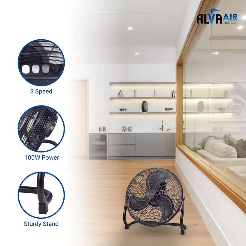 Alva 40Cm Floor Fan - High Velocity (Matte Black)