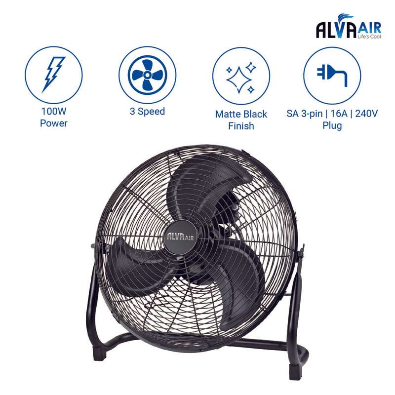 40cm Floor Fan High Velocity (Matte Black)