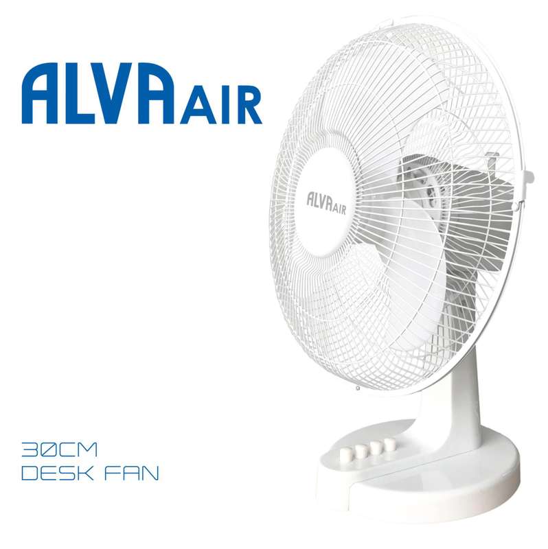 Alva 30Cm Plastic Desk Fan (White)