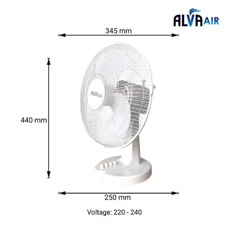 Alva 30Cm Plastic Desk Fan (White)