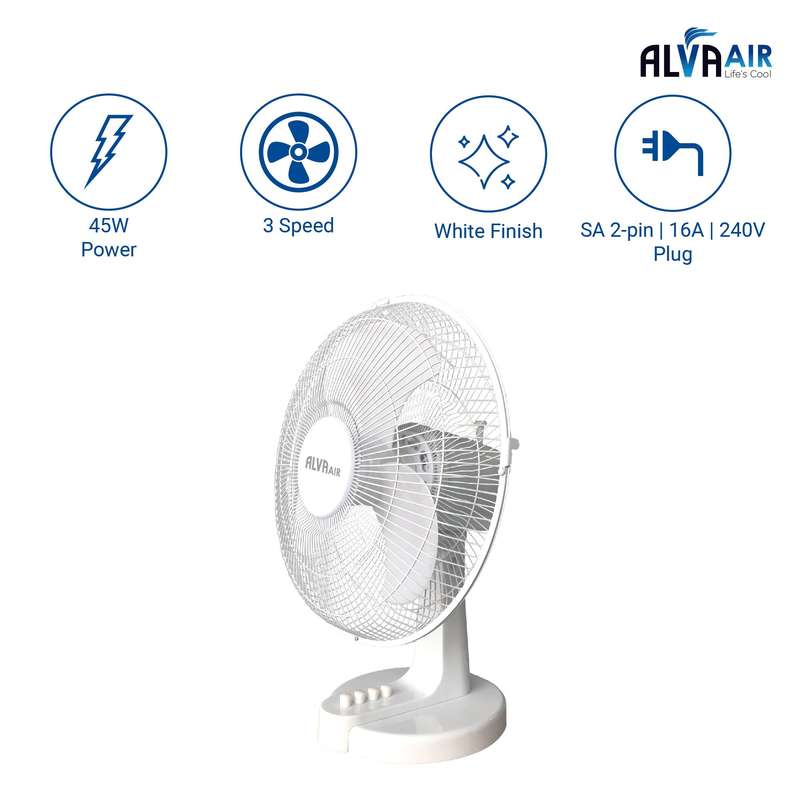 40cm Plastic Desk Fan (White)