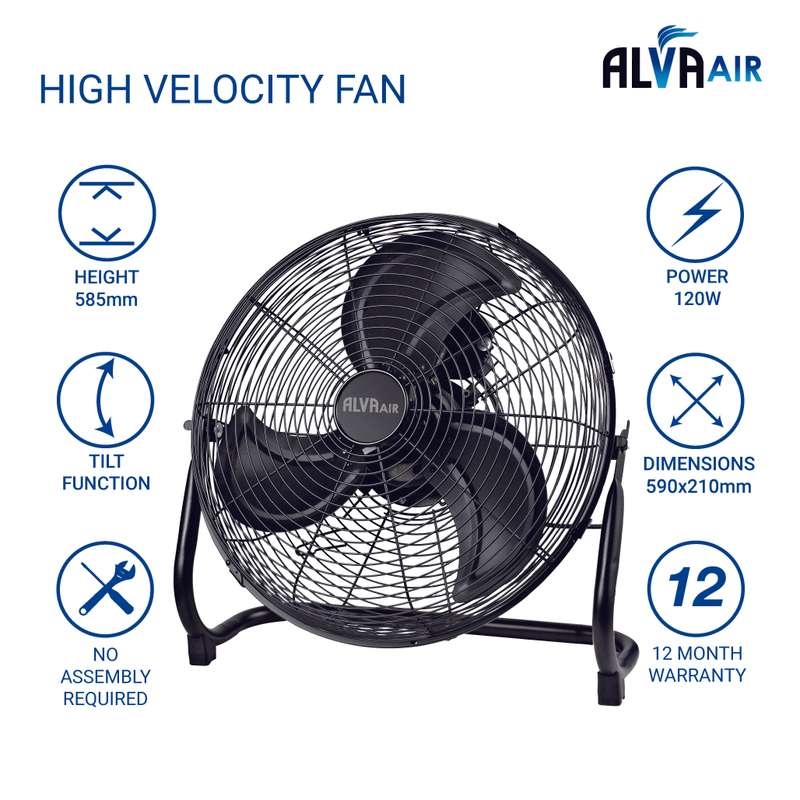 50cm Floor Fan High Velocity (Matt Black)