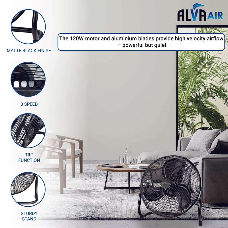 50cm Floor Fan High Velocity (Matt Black)