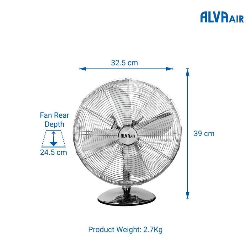Alva 30Cm Metal Desk Fan (Chrome)
