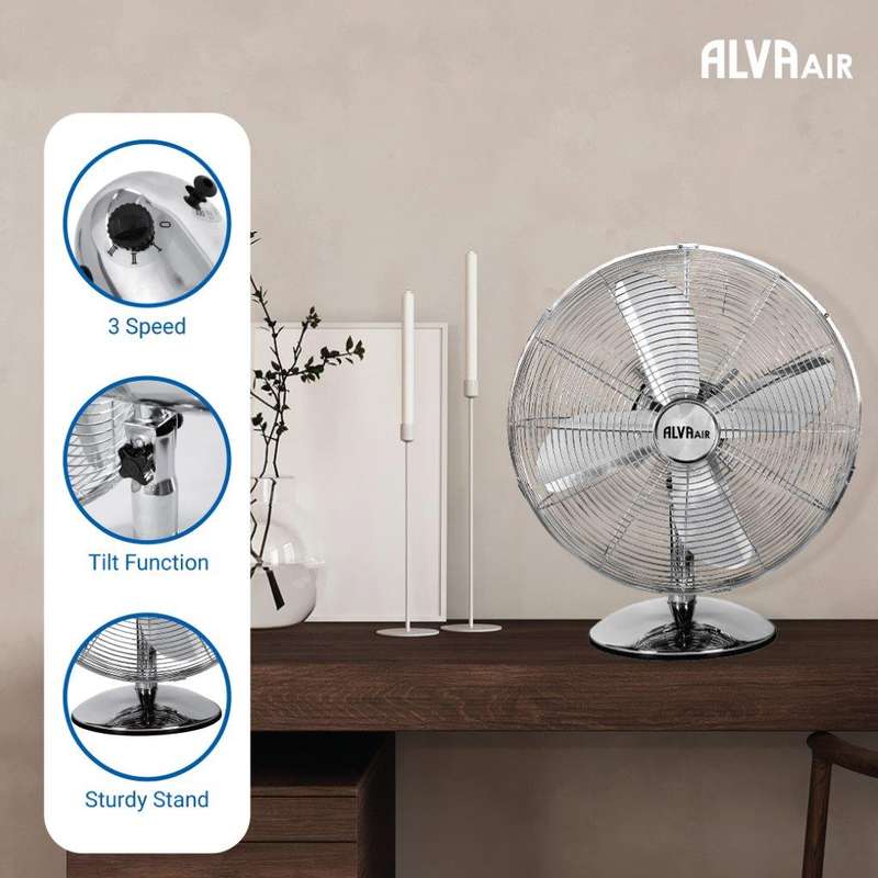 Alva 30Cm Metal Desk Fan (Chrome)
