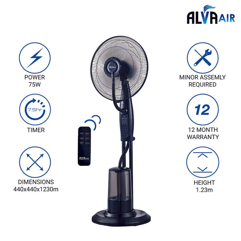 40cm Pedestal Mist Fan 3.2 L With Remote (Acs305)