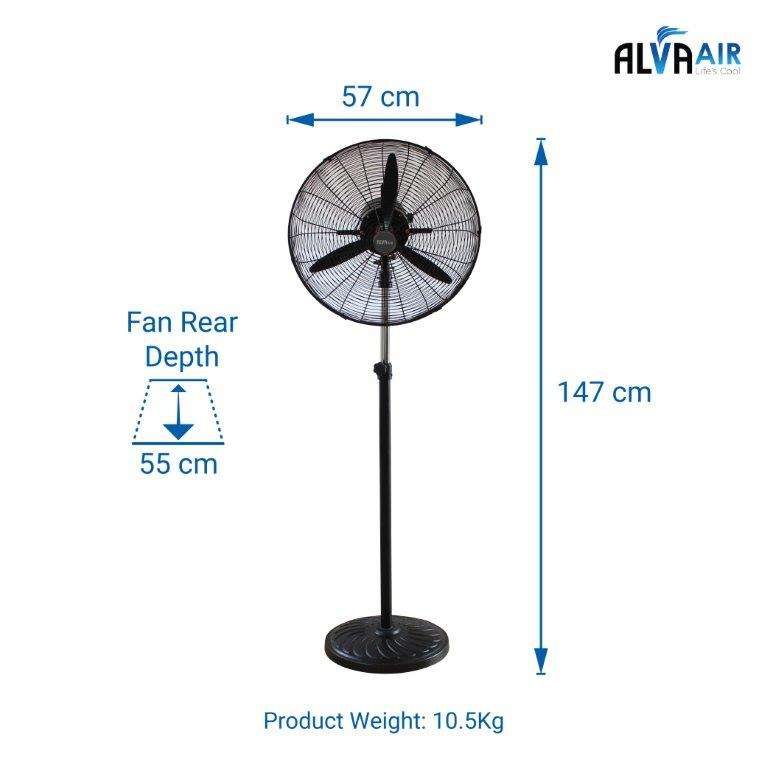 50cm Industrial Telescopic Pedestal Fan Metal (Matt Black)
