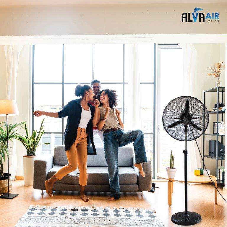 50cm Industrial Telescopic Pedestal Fan Metal (Matt Black)