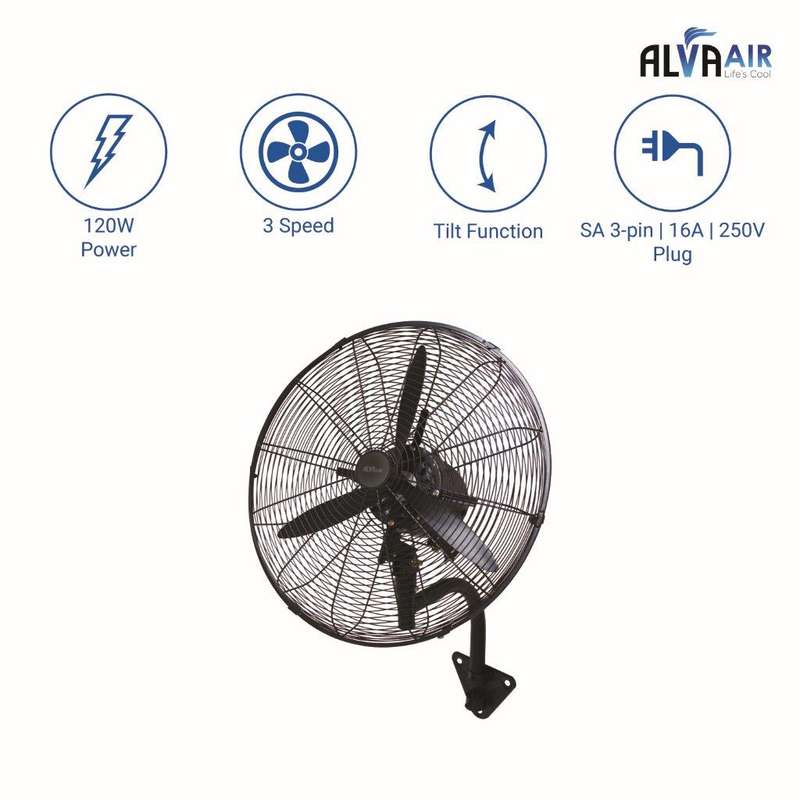 50cm Wall Fan Industrial High Velocity (Matt Black)
