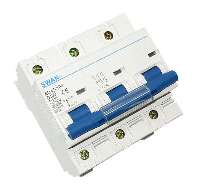 Circuit Breaker Din 100 A 3 P 6 Ka D Curve Cb Ad47 1 63100 D