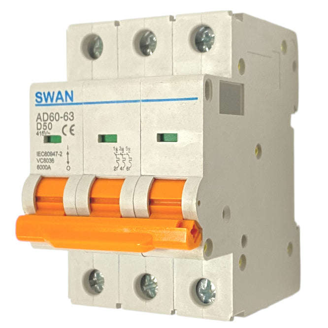 Mini D/R Circuit Breaker 50 A 3 P 6 Ka D Curve Ad60 6350 D