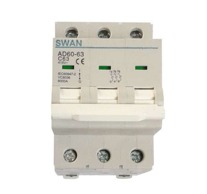 Mini D/R Mount Circuit Breaker 32 A 3 P 6 Ka C Curve Ad60 6332 C