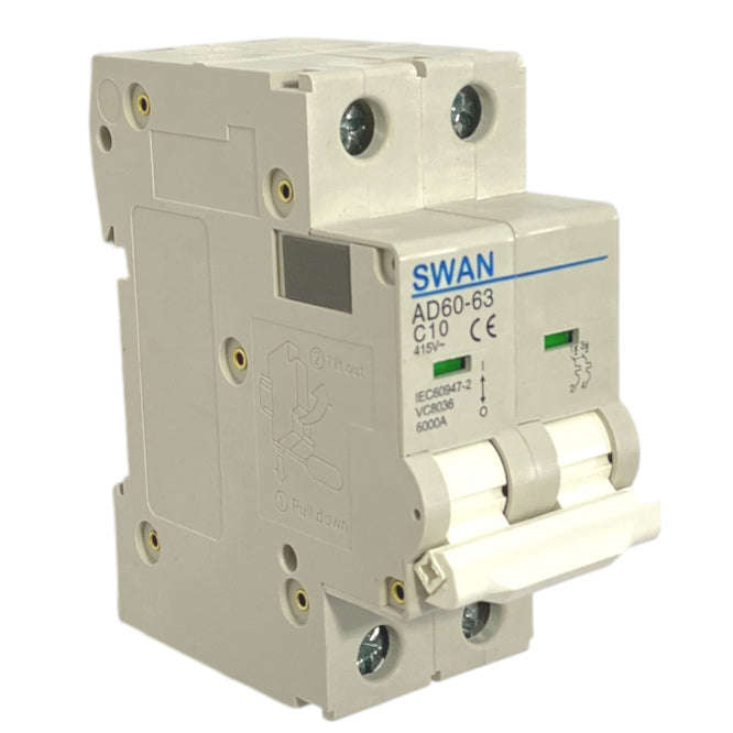 Circuit Breaker 6 Ka C Curve 2 P 10 A Ad60 6210