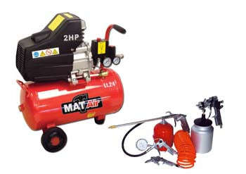 Compressor Matair Kit 2 Hp 24 L +5 Pc S/Gun