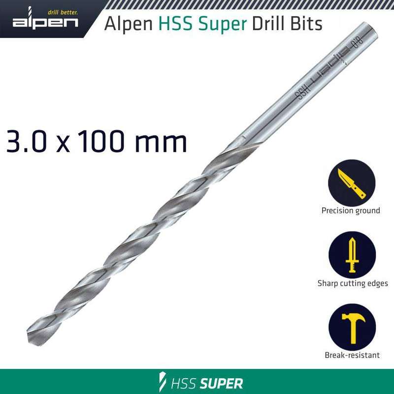 Hss Drill Bit Long 3 X 100 Mm Bulk