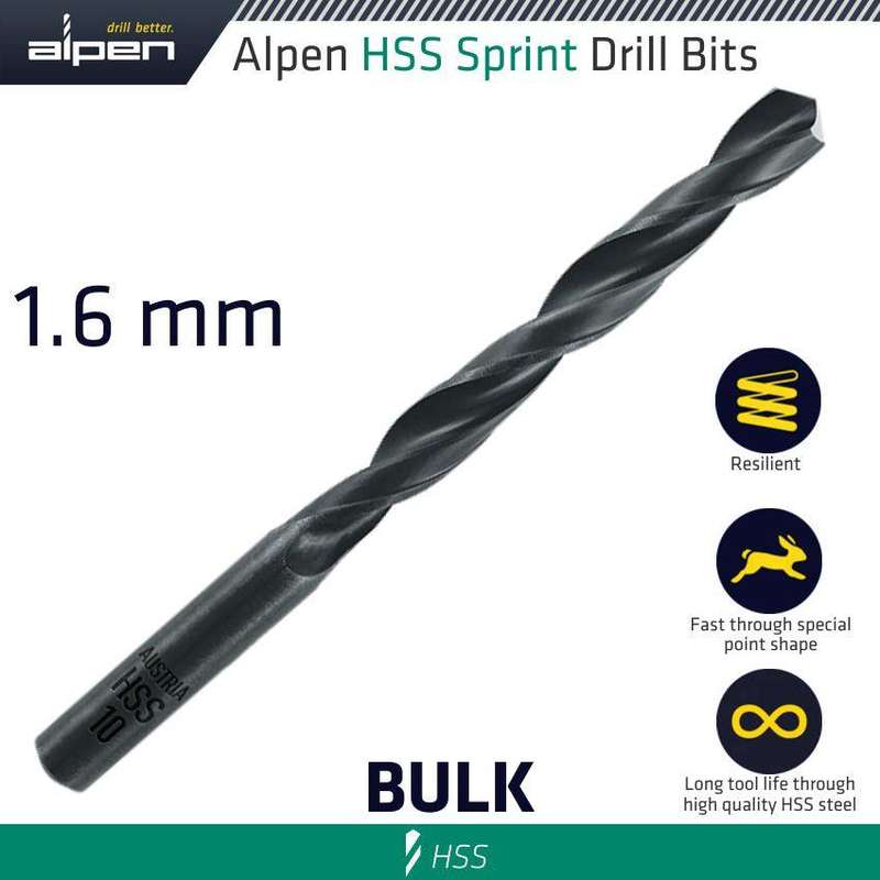 Hss Sprint Drill Bit 1.6 Mm Bulk Ind.Pack