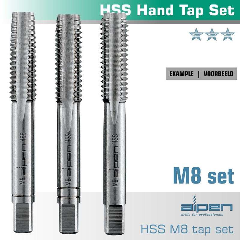 Hand Tap Set In Pouch M8 Hss 1.25 Mm Pitch