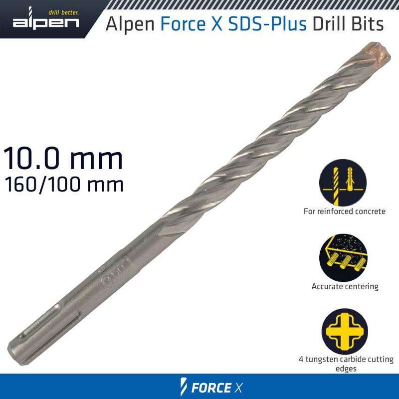 Force X 10.0 X160/100 Sds Plus Rebar Drill Bit X4 Cutting Edges Bulk