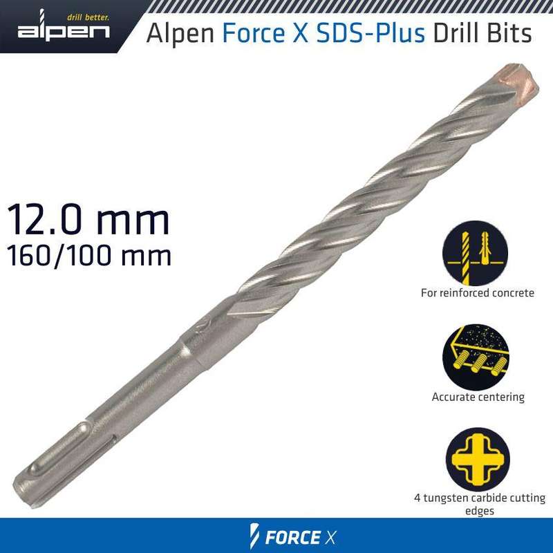 Force X 12.0 X160/100 Sds Plus Rebar Drill Bit X4 Cutting Edges Bulk
