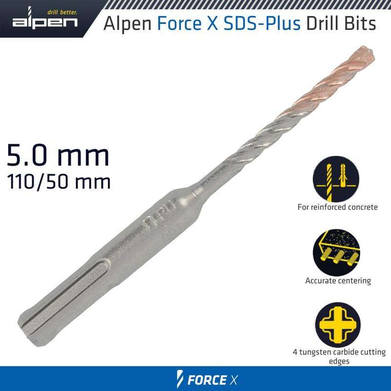 Force X 5.0 X 110/050 Sds Plus Rebar Drill Bit X4 Cutting Edges