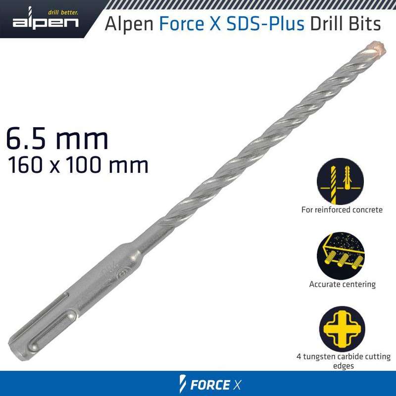 Force X 6.5 X 160/100 Sds Plus Rebar Drill Bit X4 Cutting Edges