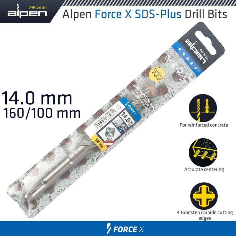 Force X 14.0 X 160/100 Sds Plus Rebar Drill Bit X4 Cutting Edges