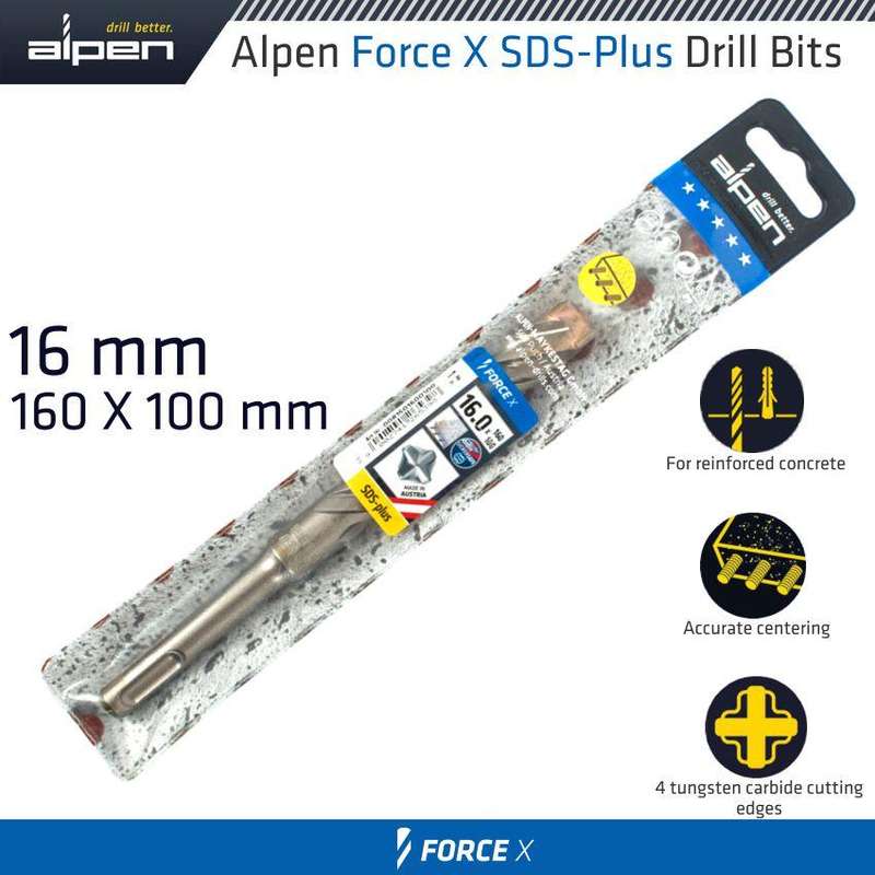 Force X 16.0 X160/100 Sds Plus Rebar Drill Bit X4 Cutting Edges