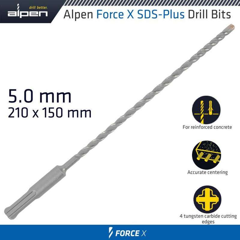 Force X 5.0 X 210/150 Sds Plus Rebar Drill Bit X4 Cutting Edges
